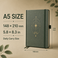 Organiseur/Agenda A5 personnalisable, couverture rigide en cuir PU, motifs dorés, pages lignées, fermeture élastique, attache pour stylo, cadeau, usage quotidien