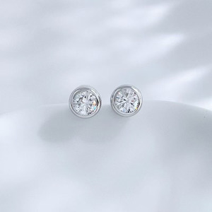 Pendientes de Oro Blanco de 18K con Diamantes Cultivados en Laboratorio, Corte Redondo, de Moda, Económicos, Tipo Stud, Ear Cuff, Colgantes, de <span class=keywords><strong>Aro</strong></span>, con Clip, Huggie, Moissanita - Product Image 2