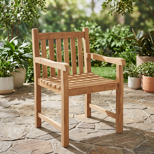 Fauteuil de jardin moderne en teck massif, durable, confortable, imperméable et écologique, chaise de salle à manger d'extérieur pour restaurant - Product Image 2