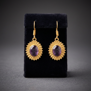 Boucles d'oreilles à tige plaquées or rose avec pierres violettes et turquoise - Product Image 2