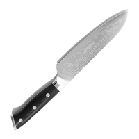 Couteau de chef Santoku professionnel en acier Damas poli miroir