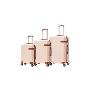 ชุดกระเป๋าเดินทางล้อลาก3ชิ้นสีเบจสีน้ำตาลดำคลาสสิกอลูมิเนียมน้ำหนักเบาพร้อมวัสดุโพลีเอสเตอร์สำหรับการเดินทาง - Product Image 1