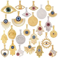 Pendentif Œil Turc en Acier Inoxydable 304, Breloque Porte-Bonheur Geste de la Main, Accessoires de Fabrication de Bijoux Bracelet et Collier R51