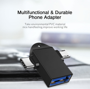 Adaptateur <span class=keywords><strong>USB</strong></span> 3.0 vers <span class=keywords><strong>Type</strong></span> <span class=keywords><strong>C</strong></span> Micro <span class=keywords><strong>USB</strong></span> OTG 2 en 1 en alliage d'aluminium, charge rapide, synchronisation des données, convertisseur pour téléphone portable - Product Image 3