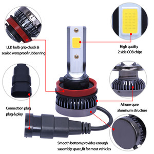 Feux de croisement LED pour voiture YD C1 Mini 6000K Nouveau 5000 <span class=keywords><strong>Lumens</strong></span> <span class=keywords><strong>Ampoule</strong></span> <span class=keywords><strong>H7</strong></span> Ajustement universel Feux antibrouillard Faisceau haut/bas intégré - Product Image 5