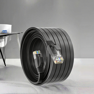 High-Speed Cat6 Black Network LAN <b>Cables</b> 32AWG BC Conductor PVC UTP RJ45 8P8C Patch Cord Ethernet <b>Communication</b> Flat <b>Cable</b> - Product Image 2