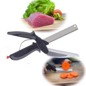 2024 nuevo conveniente 2 en 1 cocina tijeras para picar alimentos rebanador de frutas y verduras tijera tabla de cortar tijeras - Product Image 5