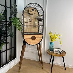 Doğal ahşap demir çıkarılabilir Villa papağan kuş üreme kafesleri DIY lüks büyük kuş kafesi - Product Image 1