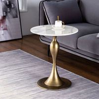 Table d'appoint moderne de luxe pour salon, avec plateau en marbre blanc, vente en gros