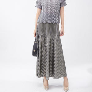 Elegant Silver Gray Pleated <b>Women's</b> <b>Maxi</b> <b>Skirt</b> Casual Summer Eco-Friendly Breathable Trusted Supplier <b>Women's</b> Clothing on Sale - Product Image 1