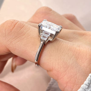 Personalizado 8A Cz Zirconia S925 anillo de plata corte de hielo joyería nupcial diamante compromiso boda promesa anillos para mujeres - Product Image 5