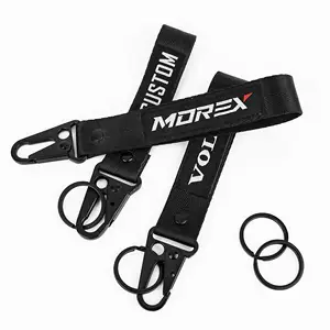 Promotional Car Fabric Keyring Carabiner Wrist Strap Polyester Lanyard Keychains Custom Motorcycle Key Chain With Logo