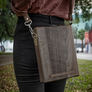 Boîte messager en bois vintage rétro nostalgique pour écrivains, avec bandoulière, peut être portée à l'épaule, boîte messager portable en bois - Product Image 4