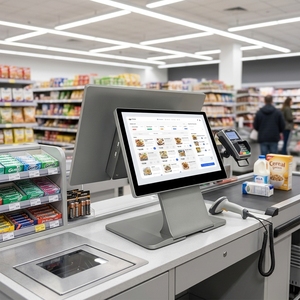 Caja Registradora Táctil de 15.6 Pulgadas con Pantalla Táctil de Aleación de Aluminio, Terminal Punto de Venta para Supermercado, Sistema POS Todo en Uno con Impresora y Escáner - Product Image 1