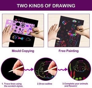 Juego de Manualidades de Pintura Creativa para Niños, Papel Mágico para Rascar con Diseño de Arcoíris - Product Image 4