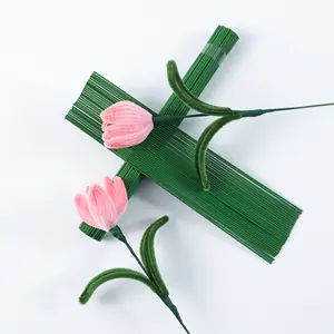 क्राफ्टिंग के लिए DIY लोहे के तने से बना हस्तनिर्मित पुष्पांजलि नरम लचीला लोहे के फूल के तार सहायक प्लास्टिक फूल के तने