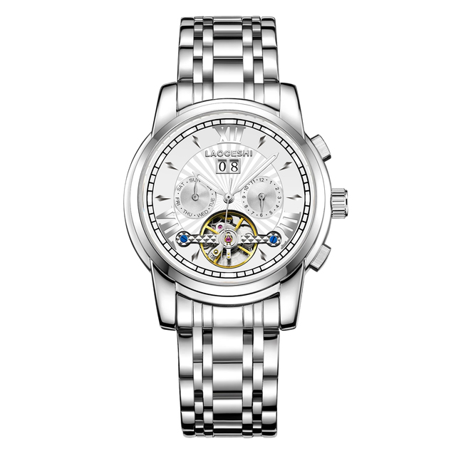 Watch Automatic Mechanical Movement Watch Brand Stainless Steel Luminous Hands Tourbillon Watch