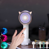 Mini oreille de chat personnel USB Rechargeable Portable ventilateur électrique intelligent avec support de téléphone lumière rvb pour voyage au bureau à domicile