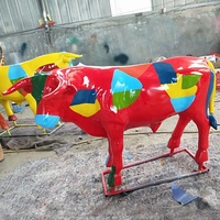 Patung Sapi Serat Kaca Dekorasi Luar Ruangan, Patung Banteng Dekorasi Kustom Setiap Ukuran untuk Dijual
