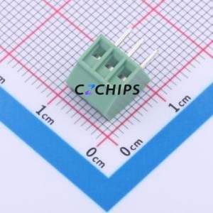 TY308-2.54-03P-14-00AH Screw Terminal Block Through hole Component (THT),P=2.54mm Connector 1x3P 2.54mm Green Through Hole - Product Image 1