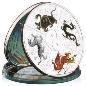 Traditionele Chinese Basalt Zhu Vink Groene Draak Witte Tijger Goud Verzilverde Munten Collectie Creatieve Munt Tai Chi Geschenk - Product Image 4