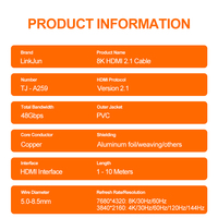 Câble en feuille d'aluminium 8K A259 pour HDMI 2.1 48Gbps Noyau en cuivre 8K 1-9.1m Veste en PVC pour moniteur Haute résolution 48Gbps 8K