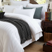 Ensemble de linge de lit d'hôtel Queen Size 3 cm à rayures 250TC, drap et taie d'oreiller 100% coton