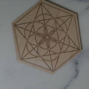 Panneau décoratif en bois à motifs géométriques hexagonaux, tableau de cristal, spiritueauté, sous-verre, panneau d'isolation thermique - Product Image 2