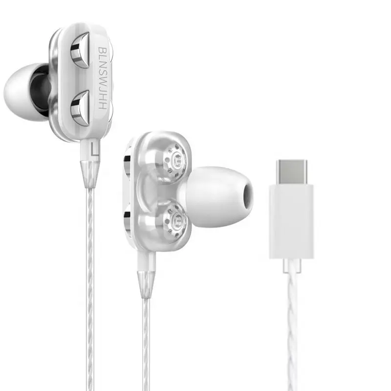 Neuer Kopfhörer Universal In-Ear A4 Typ-C Dual-Lautsprecher Kabel gebundene Stereo-Ohrhörer Eingebautes Mikrofon Hochwertiges kabel gebundenes Headset