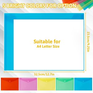 Clear Plastic Envelope <strong>Folders</strong> with Closure A4 Letter Size Waterproof Reusable <strong>for</strong> School Office Home <strong>Documents</strong> - Product Image 6
