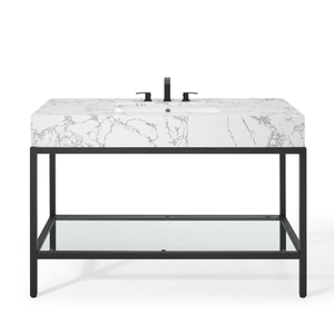 <span class=keywords><strong>Homedee</strong></span> 48 Pouces noir en acier inoxydable salle de bain vanité armoires - Product Image 1