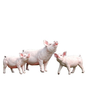 Sculptures de famille de cochons en fibre de verre, directement de l'usine, statues de truie blanche et de porcelets pour exposition sur le thème de la ferme - Product Image 1