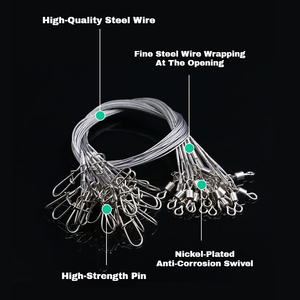 Ensemble <span class=keywords><strong>de</strong></span> fils <span class=keywords><strong>de</strong></span> pêche <span class=keywords><strong>en</strong></span> acier résistant aux morsures, ligne <span class=keywords><strong>de</strong></span> traçage flexible avec émerillon à barillet et clip <span class=keywords><strong>de</strong></span> verrouillage rapide, modèle FL-01 - Product Image 6