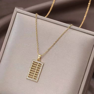 Collar Abacus con microincrustaciones de circonita, cadena de clavícula de acero de titanio para mujer - Product Image 2