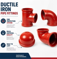 Coussinet coudé rainuré en fonte ductile rouge de 4 pouces, certifié ASTM A536 UL FM ISO pour conduite d'incendie, OEM
