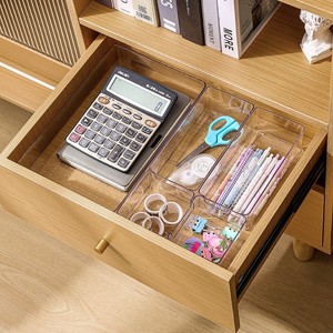 Drawer Divided Storage <b>Box</b> Rectangular Plastic Office Organizer For Desk Cabinet Stationery Pen Holder Uncapped Stackable - Product Image 1