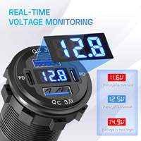 Chargeur USB 12V avec 4 ports, double PD et double QC, prise de charge rapide avec voltmètre LED