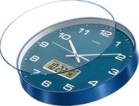 Jam Dinding Modern 12" Dial Biru Gerakan Quartz Bahan ABS Tanpa Suara Berdetak Analog Jarum Analog Bertenaga Baterai