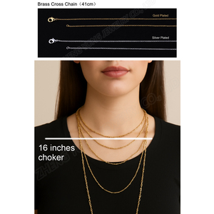 <span class=keywords><strong>Collana</strong></span> con Ciondolo a Croce in Varie Forme per <span class=keywords><strong>Uomo</strong></span> e Donna, Perle di Opale 9x12mm, Placcata Argento/Oro 18K in Ottone - Product Image 3