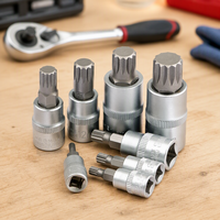 TOOLJOY Jeu de douilles cannelées professionnelles XZN en acier S2 pour réparation automobile, compatible clés à cliquet 1/2, 3/8, 1/4