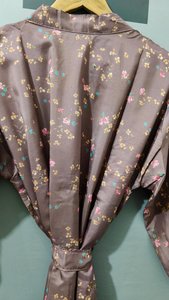 Robe en soie à imprimé floral, à nouer, manches trois quarts, col châle, veste kimono pour femme, printemps - Product Image 6