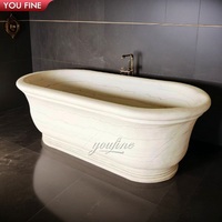 Baignoire en marbre blanc naturel sculptée à la main de style occidental classique