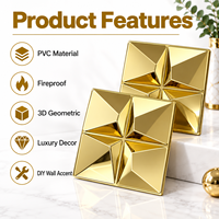 Panneau mural en PVC modulaire 3D, miroir doré, géométrique, décoratif, pour salon, chambre, hôtel, intérieur