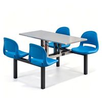 Ensemble de table à manger carrée moderne pour cantine scolaire, 4 places, luxe, métal, réglable, commercial, extérieur, aire de restauration, extensible