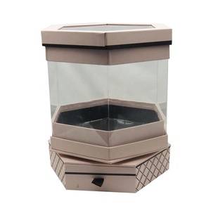 Shape Flower Box Luxury Clear Rotatable Octagonal Shape Flower Gift Packaging Paper Box With Slipping Drawer