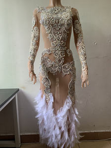 NOVANCE Y1637 Vestidos De Gala cristalli lucenti eleganti perle <span class=keywords><strong>bianco</strong></span> piuma abito da sera abito per la festa del ballo - Product Image 4