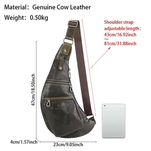 กระเป๋าหนังวัวแท้ AndoBag สไตล์วินเทจ สะพายไหล่/คาดอก สำหรับผู้ชาย ดีไซน์เรียบง่าย เหมาะสำหรับเดินทางท่องเที่ยวกลางแจ้ง รุ่น 1765 - Product Image 2