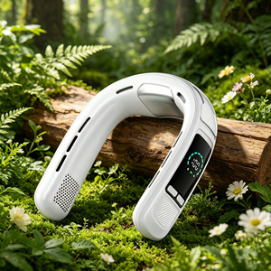 Bladeless Neck Semiconductor Ice Cooling Digital Display Ring Air Outlet Hands-Free Rechargeable Portable <b>Mini</b> Silent <b>Fan</b> - Product Image 1