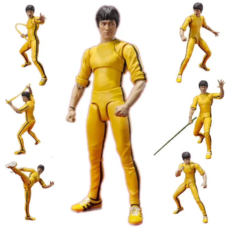 XRH movie figures for shf Bruce Lee Statue Death Game 75th Anniversary action Figure Model Doll figurines Kung Fu Decoration Toy