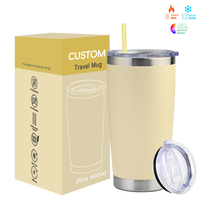Gobelets isothermes réutilisables en métal 20 oz avec logo personnalisé, tasses en acier inoxydable à double paroi, mug de voyage isolé